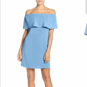 Charles Henry light blue off the shoulder dress